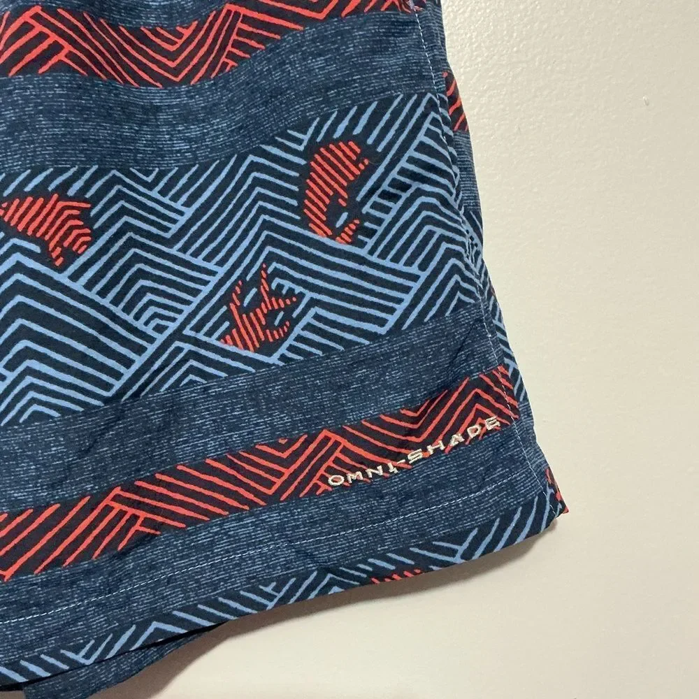Columbia Patterned Blue and Red men’s swim shorts no liner size S